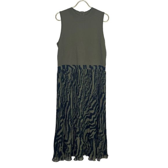 NEW Ted Baker Justnee Olive Green Zebra Print Pleated Midi Dress Size XL - Picture 3 of 11